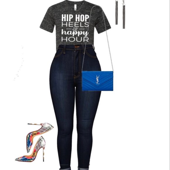 NEW! Hip-Hop, Heels & Happy Hour CUSTOM Tee T-Shirt Top | SIZE XS - Picture 7 of 10